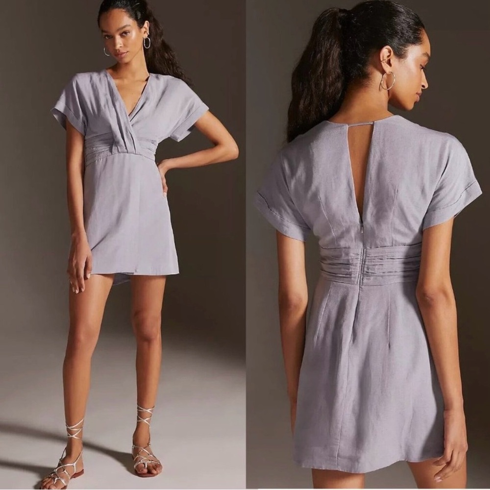 Anthropologie Lavender Wrap-Style Mini Dress NWT! Size 8